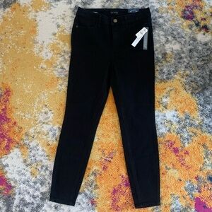 Talbots Size 2P NWT Black Denim Pants High Waist Skinny Leg